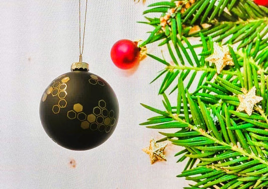 Dekorativ julekugle sort med gyldne bier®