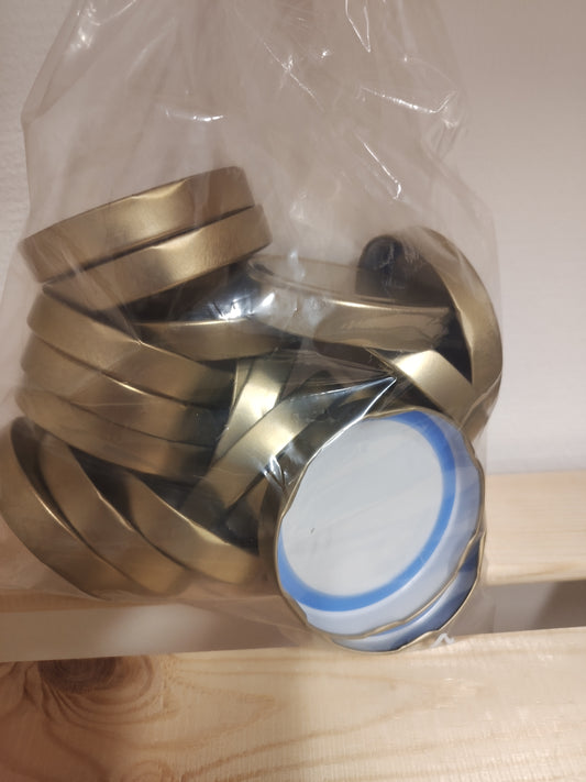 1 kasse a 20 runde glas ca. 450g/410ml med gylden låg