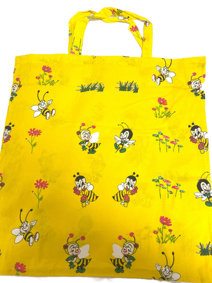 Bomuld mulepose med Bi og blomster