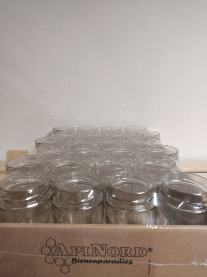 1 kasse a 20 runde glas ca. 450g/410ml med gylden låg
