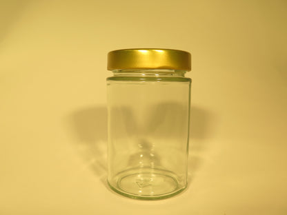Dybt rundt glas 415 ml med 82 guld