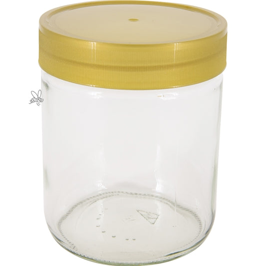 1 kasse a 12 stk. Runde Glas. 450g i Karton m/plast låg